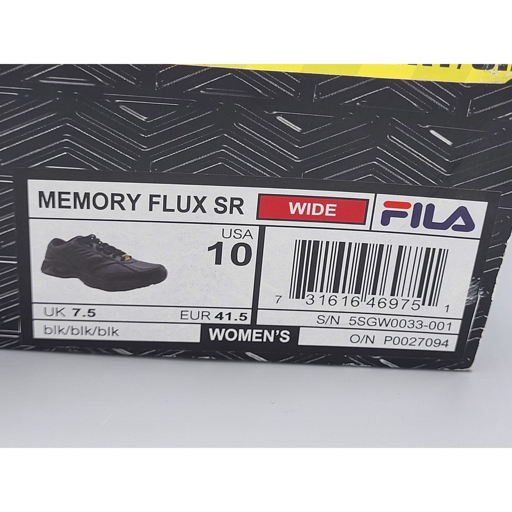 NIB Fila Black Slip Resistant Memory Foam Work Sneakers Sz 10W - Picture 6 of 9